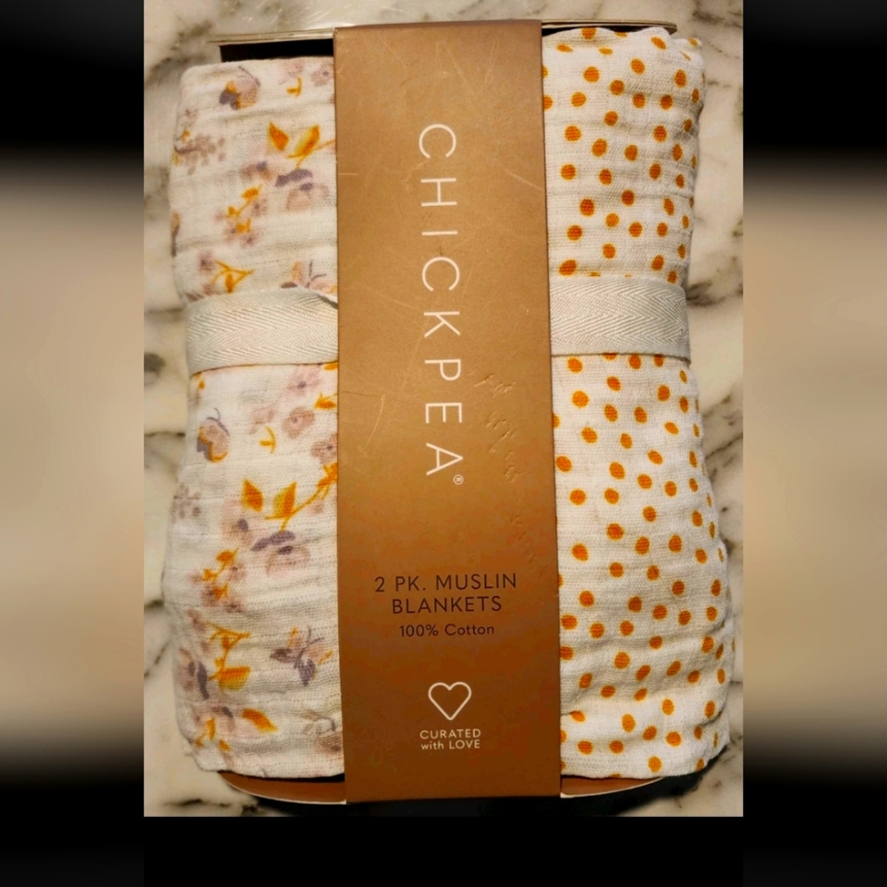 Chick Pea White and Orange Polka Dot Blanket